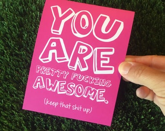 You Are Awesome Way to Go Congrats Encouragement Card for Friend