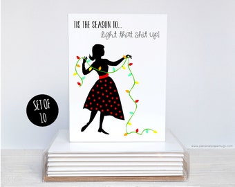 Funny Holiday Card Set / Funny Christmas Card / Funny Xmas Card Set / Inappropriate Holiday Card Set / Rude Holiday Card Set / Light shit up