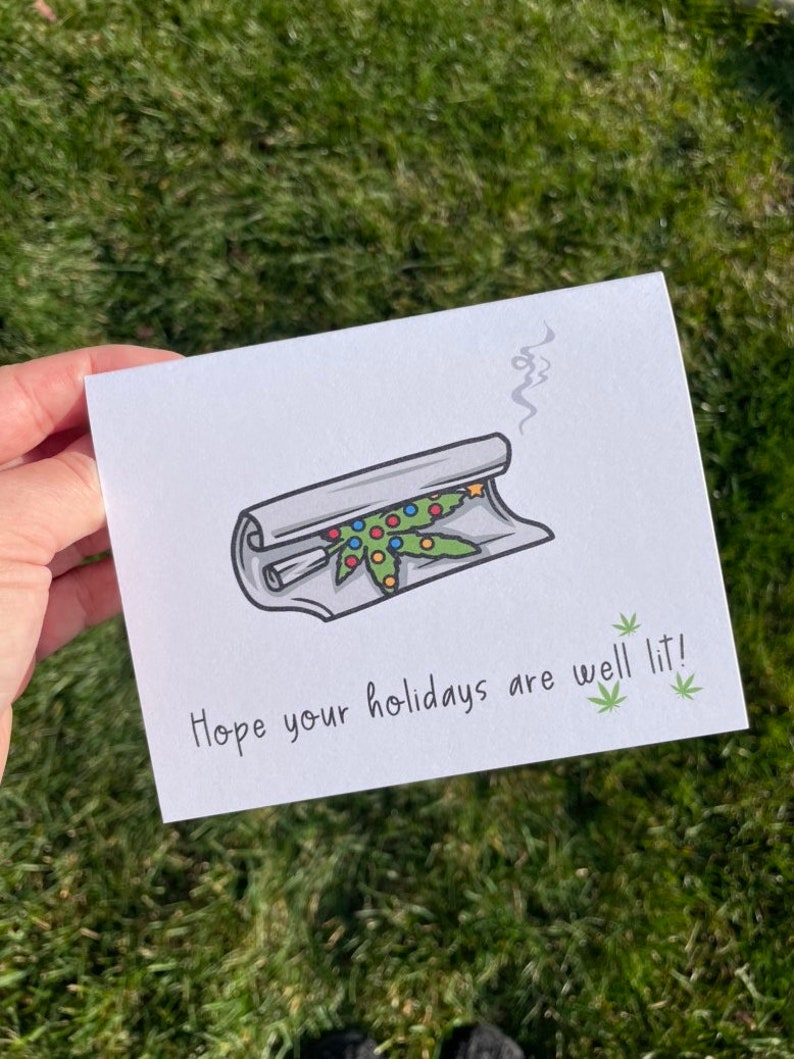 Hope Your Holidays Are Lit Funny Stoner Christmas Holiday Card Etsy