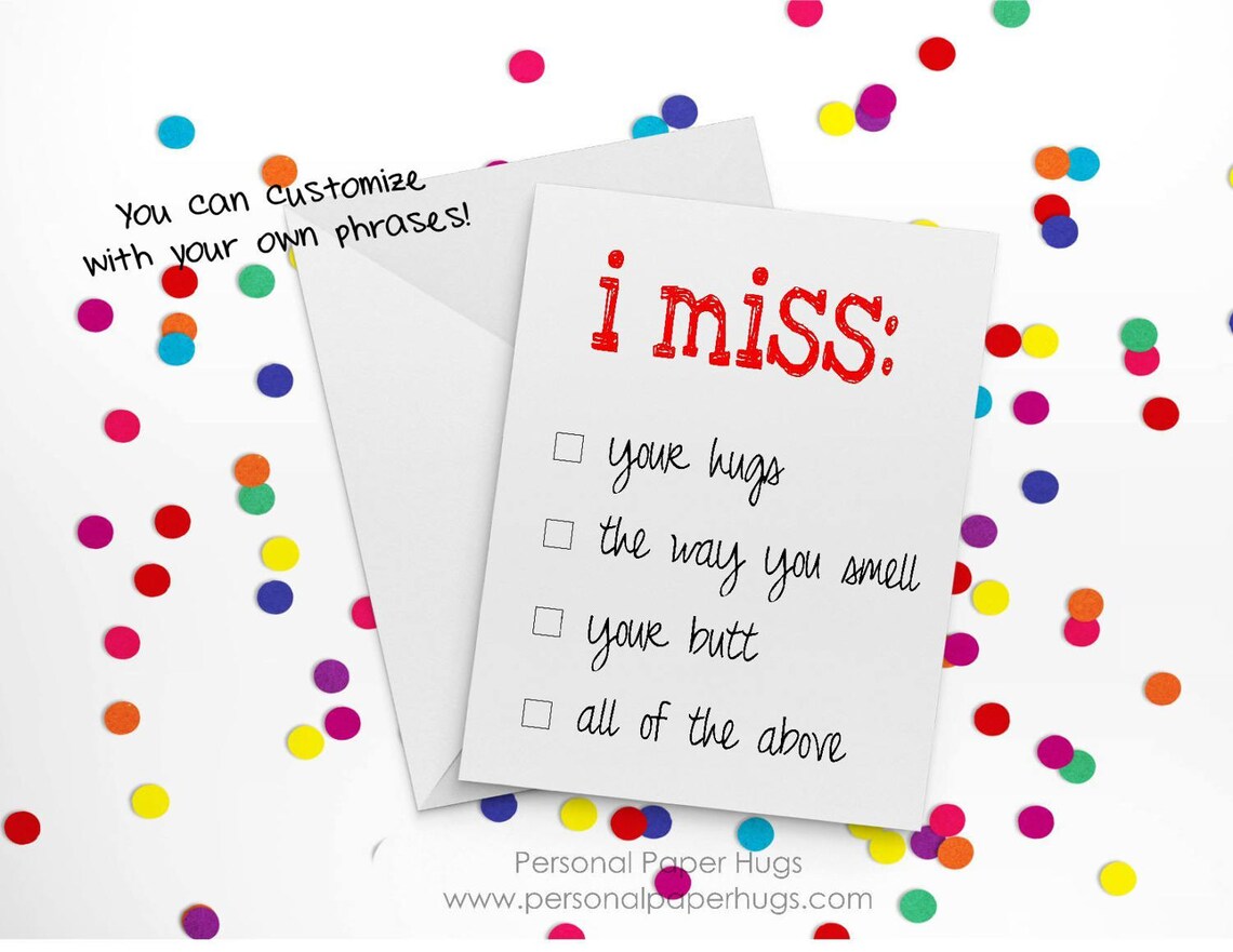 I miss you card / missing you card / Funny ldr card / LDR card | Etsy