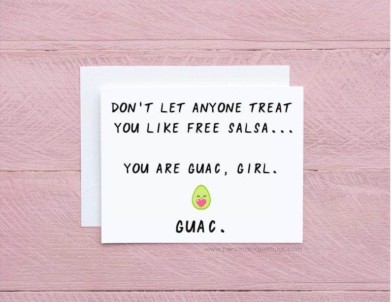 Funny friendship card for friend funny taco card funny guac card pick me up card funny thinking of you supportive card for friend cute card image 1
