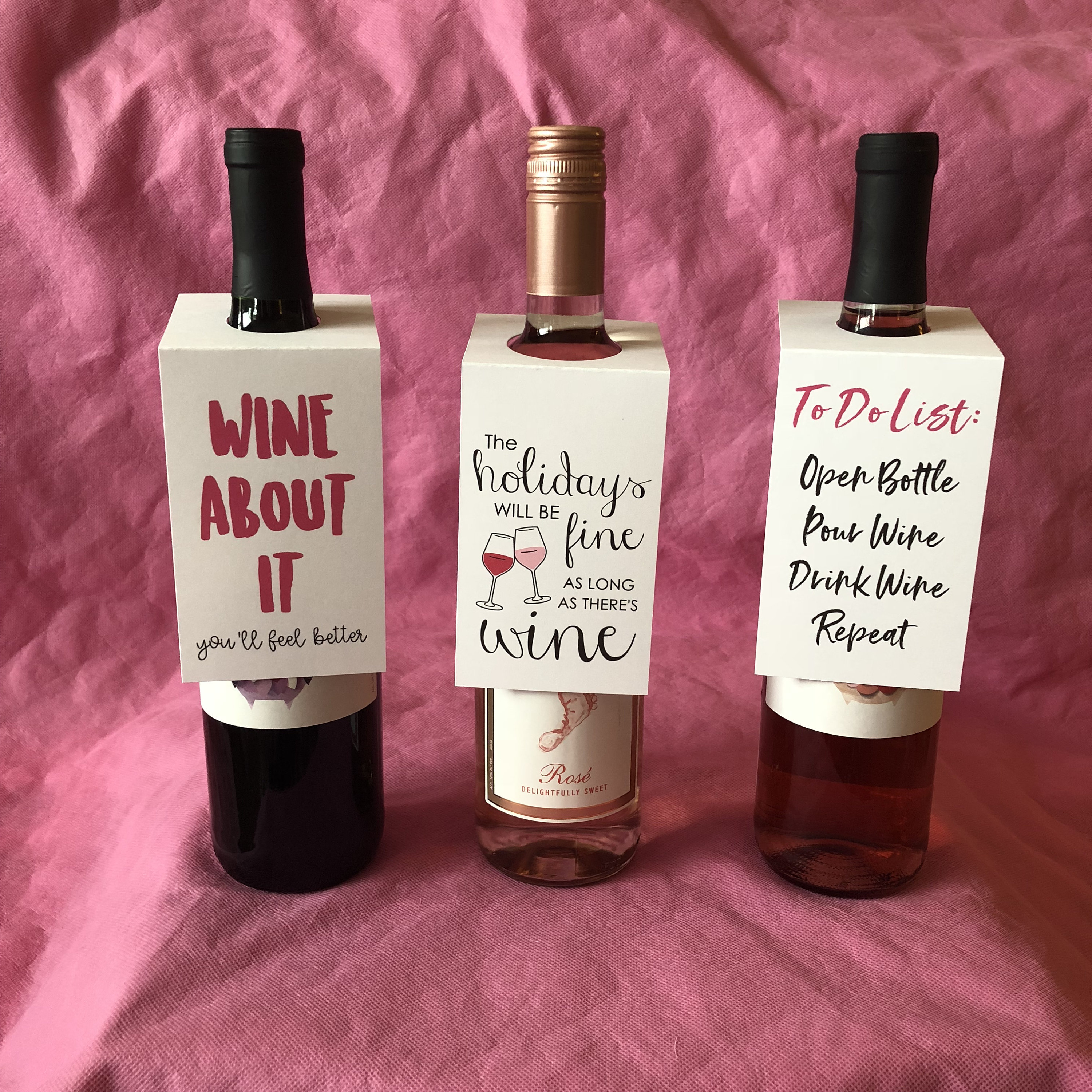 Set of 3 Funny Wine Bottle Gift Tag Labels Mini Wine Tags Etsy