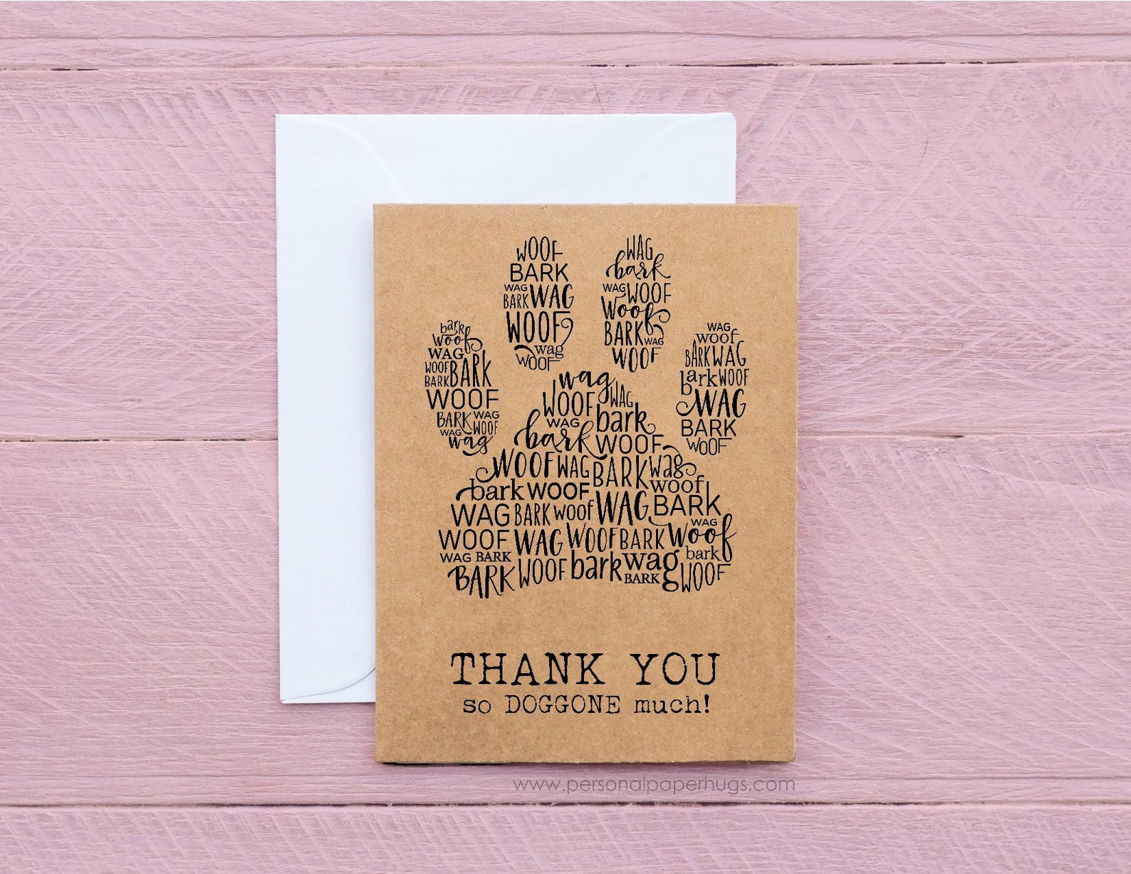 Thank You Card Dog Paw Print Card Custom Greeting Card Cute Etsy