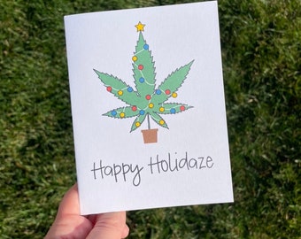 Funny Stoner Christmas Holiday Greeting Card, Funny Marijuana Christmas Card