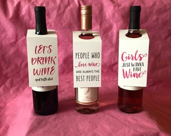 Set of 3 Funny Wine Bottle Gift Tags, Mini Wine Tags, Funny Wine Bottle Labels, Funny Wine Lover gift, Wine Favor Tags, Wine Birthday Labels