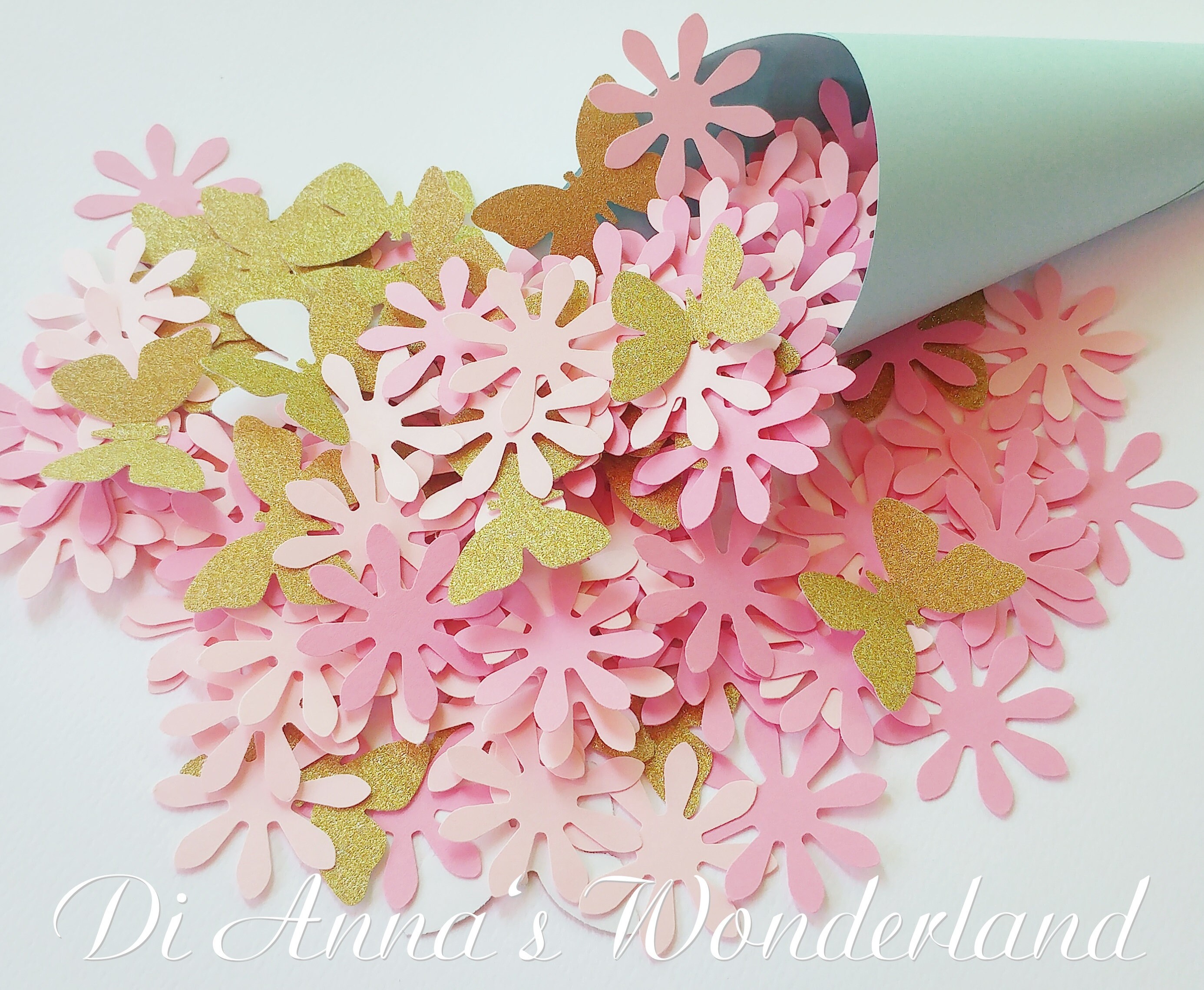 Gold And Pink Confetti Princess Party Paper Decorations Table Etsy