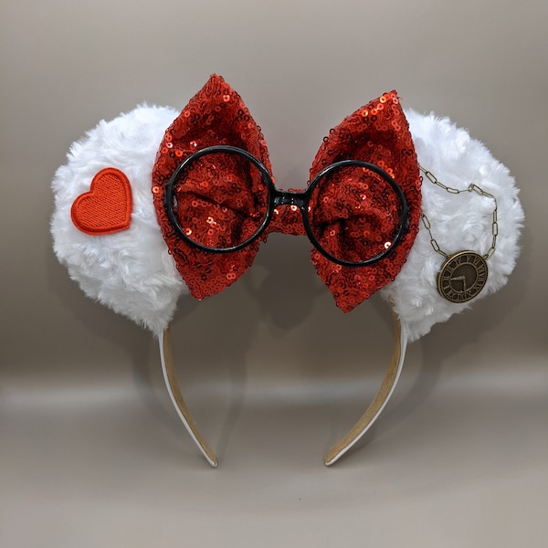 White Rabbit Mouse Ears  / Ear Hat / Headband