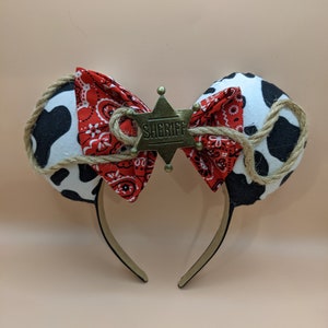 Western Cow Print Mouse Ears: BBQ Cowboy Headband Ear Hat Cowgirl Jessie Toys