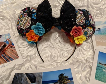 Day of the Dead Coco inspired Mouse Ears // Headband // Pavillion Ears // Ear Hat // Skull Ears // Holiday Ears