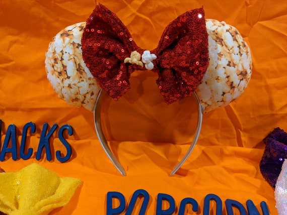 Popcorn Mouse Ears: Sequin Bow Headband, Snack Ears - Etsy