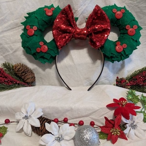 Holiday Mouse Ears// Cruise Ears// Ear Hat// Headband // Christmas Ears//Wreath Ears