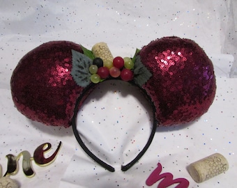 Food and Wine Mouse Ears Headband: Handmade Sequin Ear Hat