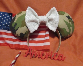 Camo Mouse Ears Headband: Sequin Bow, Cruise Ear Hat