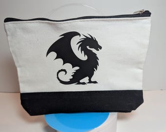 Dragon Canvas Cosmetic Bag: D&D Dice Travel Pouch