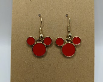 Red Mouse Head Dangle Earrings Fish Extender Gifts