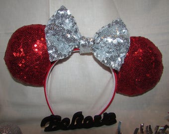Red Seuin Mouse Ears / Headband