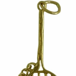 14k Yellow Gold Tennis Racket Pendant Charm W/ Cultured Pearl (Tennis) Ball Sep2025