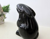 Baccarat France Crystal Black or Clear Rabbit Sculpture Figurine Hand Warmer Paper Weight Paperweight
