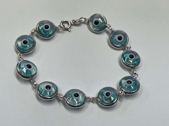 Sterling Silver Evil Eye Good Luck Charm Bracelet