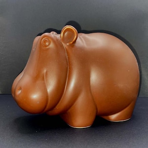 Vintage Tiffany & Co Ceramic Hippo Bank From 1977, Chocolate Brown