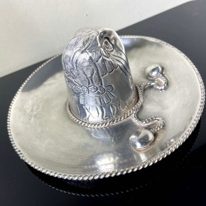 Altorilievo jumbo messicano in argento sterling cappello sombrero fermacarte scultura oltre 101 grammi contrassegnati fiori messicani in argento