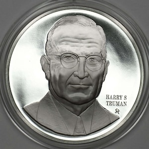 Harry S Truman Sterling Official White House Historical Society Medal 1.3 Troy Oz 925 Silver Round 40 Grams 33rd US President
