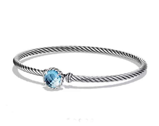 David Yurman chatelaine Bracelet With Morganite 925 Sterling Silver 3mm David Yurman chatelaine Bracelet With Morganite 925 Sterling Silver 3mm