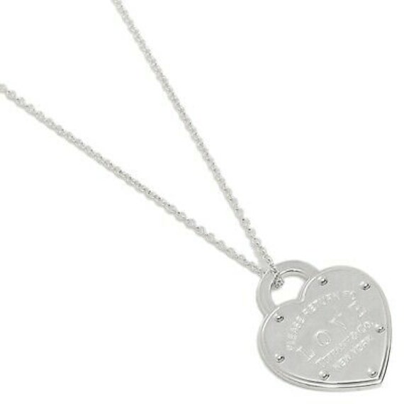 Sterling Silver Please Return to Love Tiffany Heart Lock Pendant