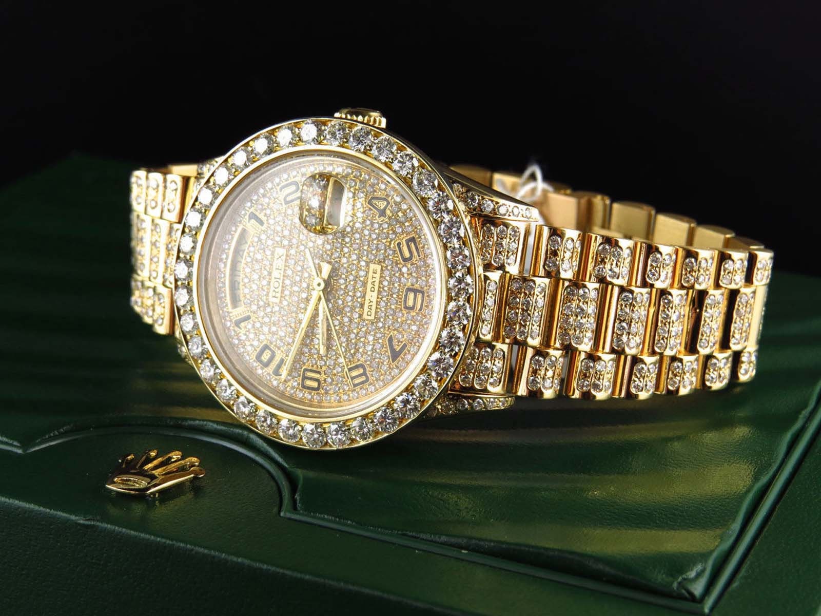 Mens 41mm Iced Out 19ct. Rolex Day Date 