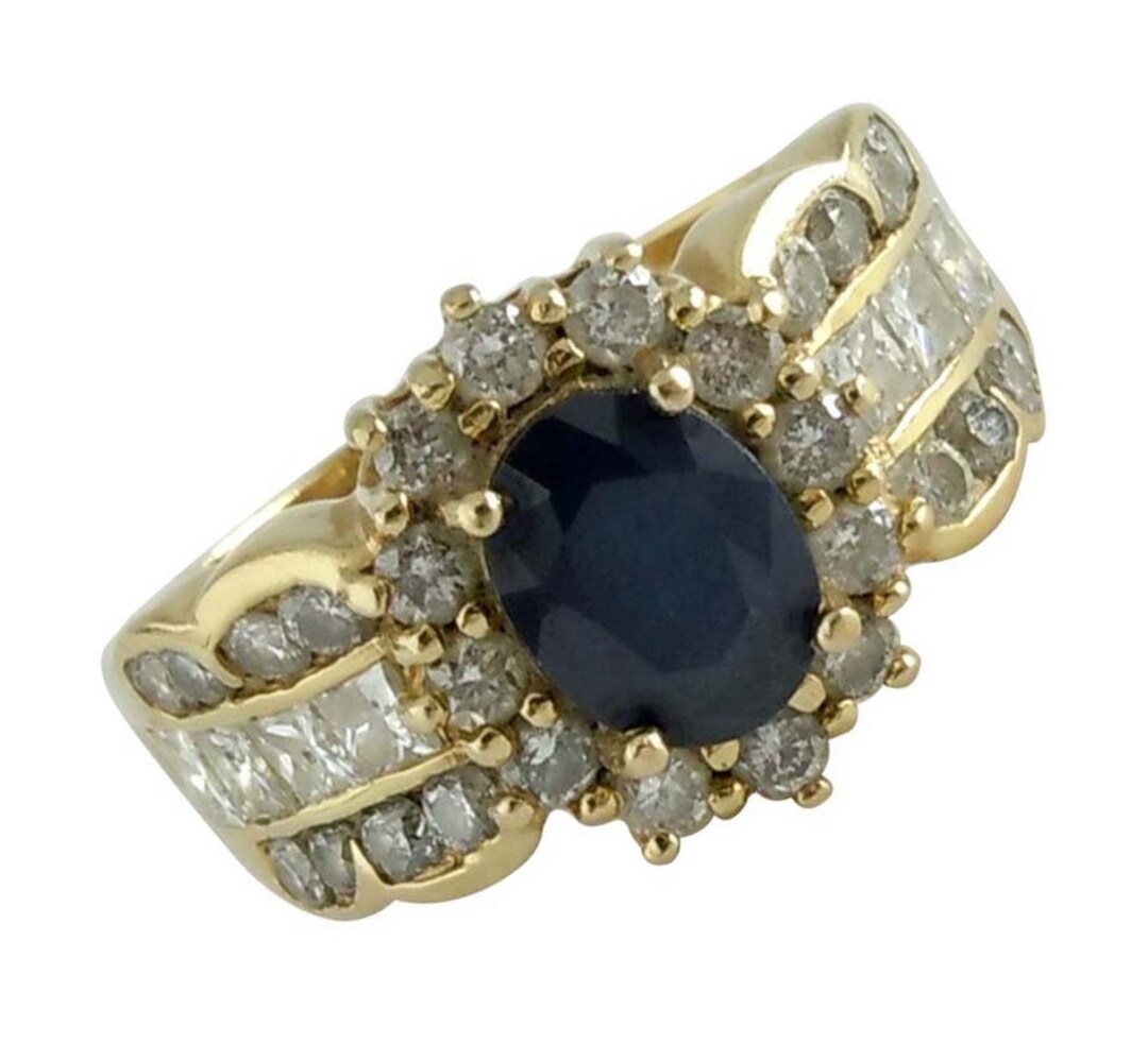 Stunning Retired EFFY 14K Yellow Gold Sapphire Natural Diamond ...