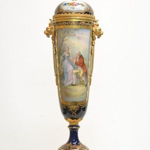 A Sèvres Style Ormolu-mounted Porcelain Cobalt Blue Ground Center Piece, Signed C. Rochette Sevres Style French Bronze