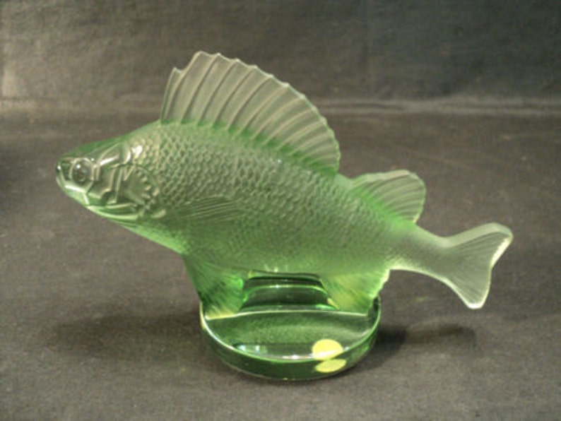 Rare Lalique Green Frosted Crystal Perche Fish Hood Ornament Etsy
