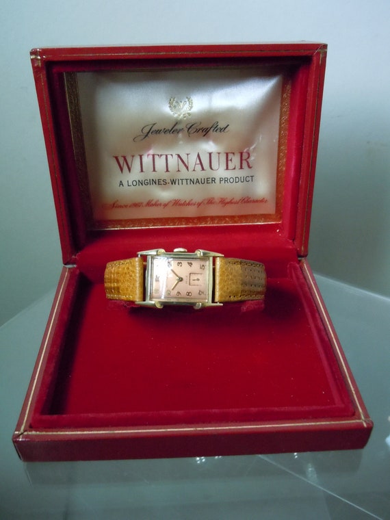Vintage 1950's Men's 14K Gold Longines Wittnauer Wristwatch Rose