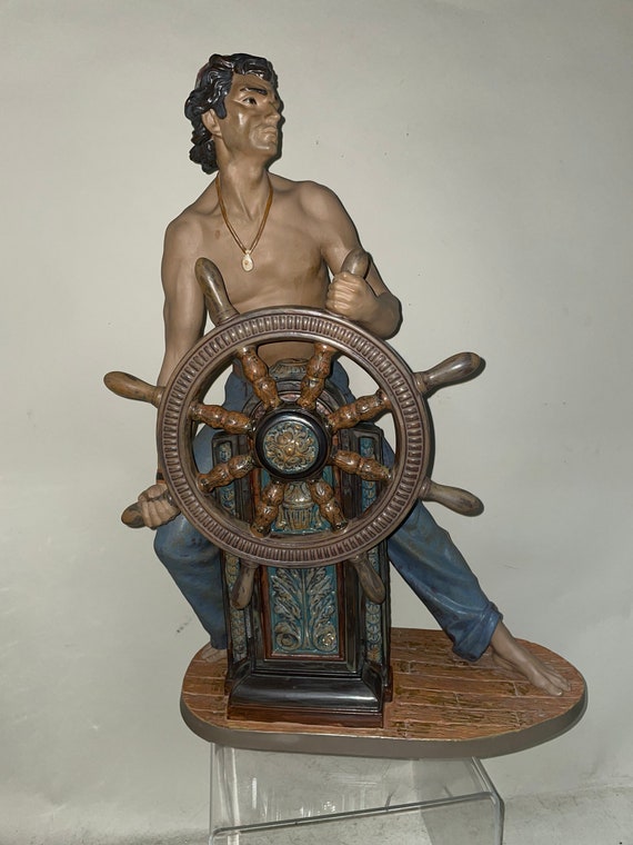 Large LLADRO STORMY SEA Porcelain Figurine 3554 Sailor Ship
