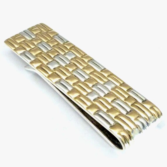 Vintage Tiffany & Co. 18K Gold Sterling Silver Basket Weave Money