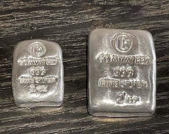 GO AWAY FED .999 Fine Silver 1 or 2  or 5 troy oz Chunky Poured Loaf Bullion Ingot Bar pour silver