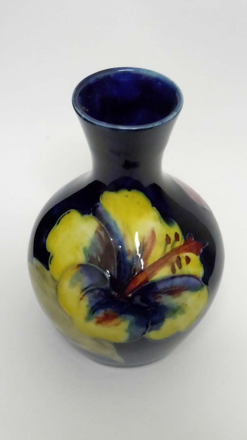 English Moorcroft England Pottery Floral Bud Vase Hand Painted Etsy