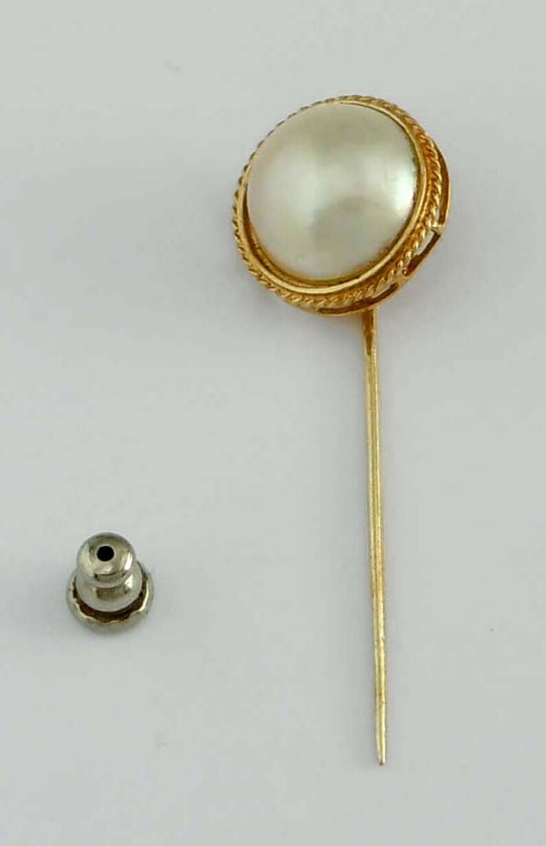 Impressive Creamy White 12mm Mabe Pearl Stick Pin in a 14kt Etsy