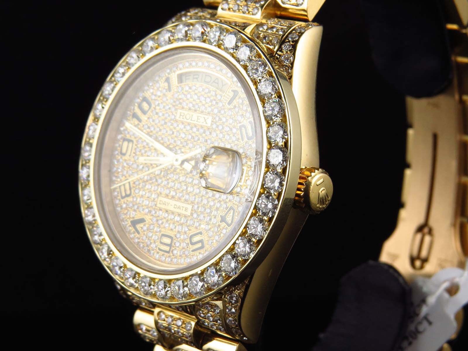 Mens 41mm Iced Out 19ct. Rolex Day Date 