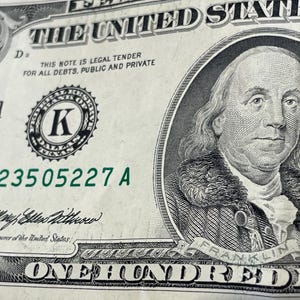 Vintage 1993 One Hundred Dollar Bill 100 Dollar Bill Green Seal Old Currency Dallas Crisp Note Ser K23505227A