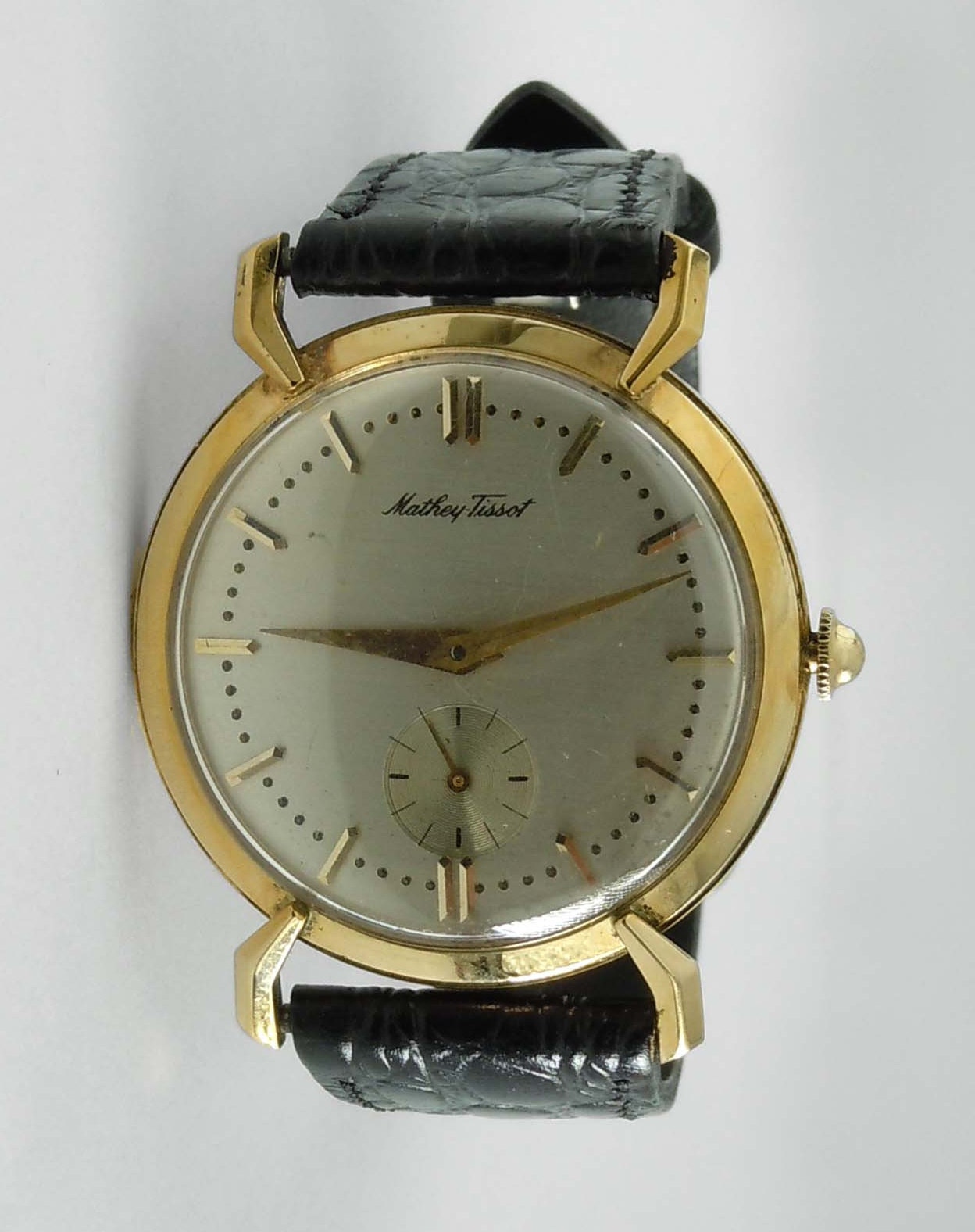Classic 1960's Art Deco Inspired MATHEY-TISSOT 14K Gold WRISTWATCH Mens Watch 14kt Swiss