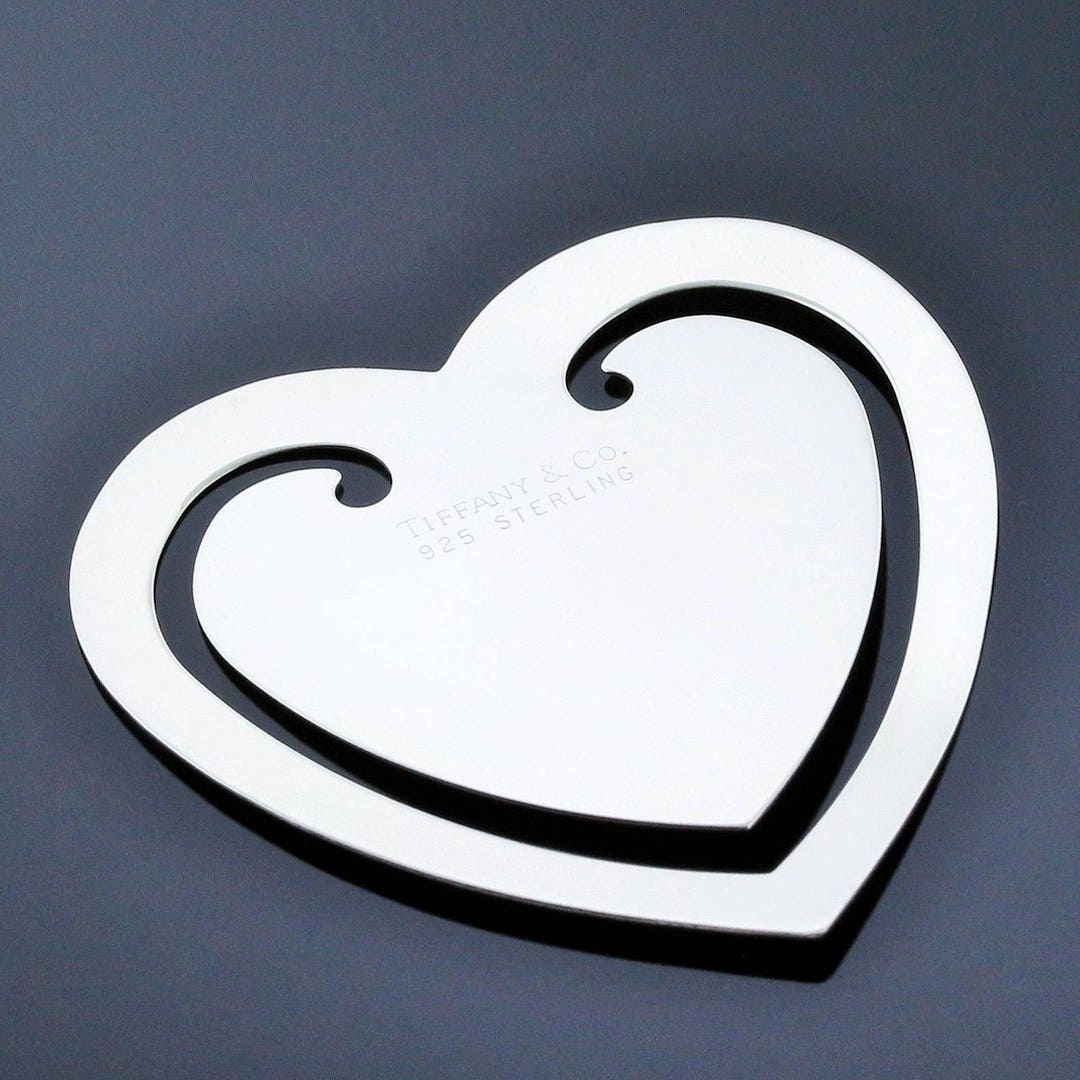 Rare Tiffany Sterling Silver Retired Open Heart Shaped Bookmark