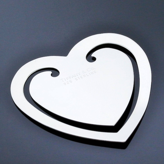 Rare Tiffany Sterling Silver Retired Open Heart Shaped Bookmark