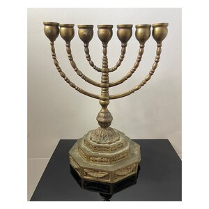 Early 20th Century Bronze Menorah Candelabra 7 Lite Candle Holder