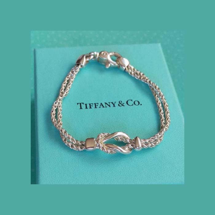 Tiffany & Co. Silver Double Rope Love Knot Bracelet 7.5 in 925