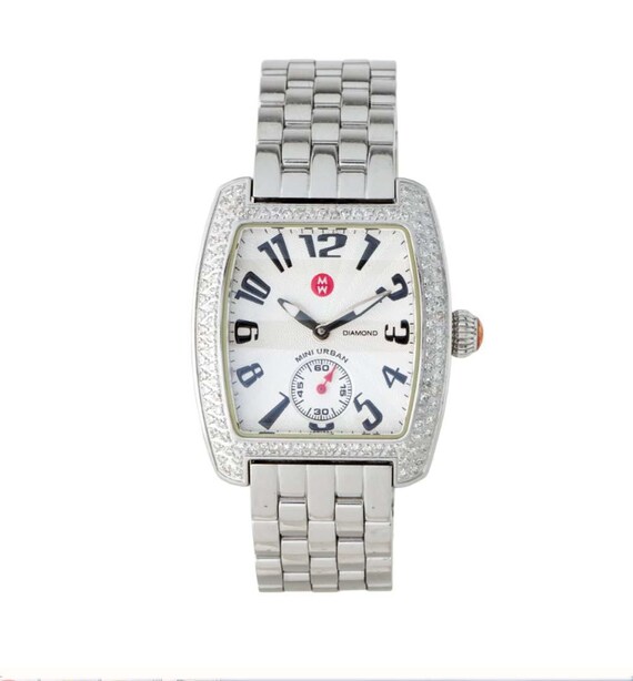 Michele Silver mini urban Diamond-Accent Stainless Steel Watch Michele Urban Mini Diamond Watch with Diamond Bracelet main image 4