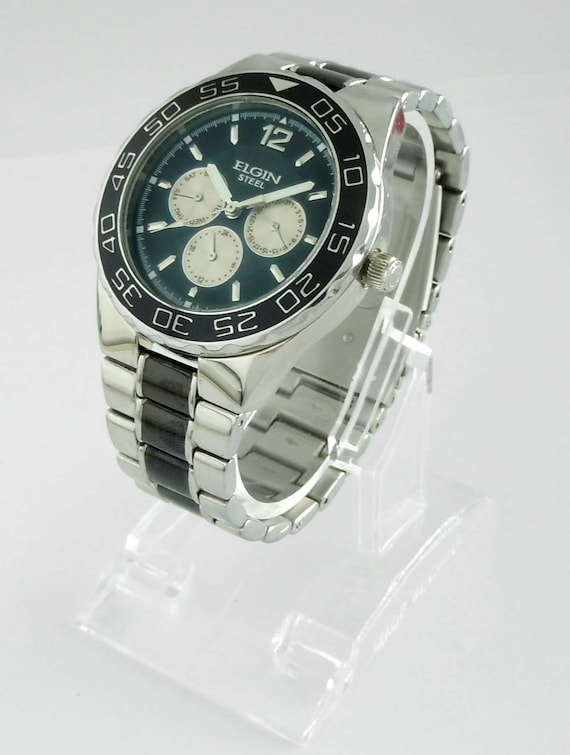 ELGIN steel 腕時計 Elgin Luxury Auto Chronograph Skeleton Stainless Steel Dress