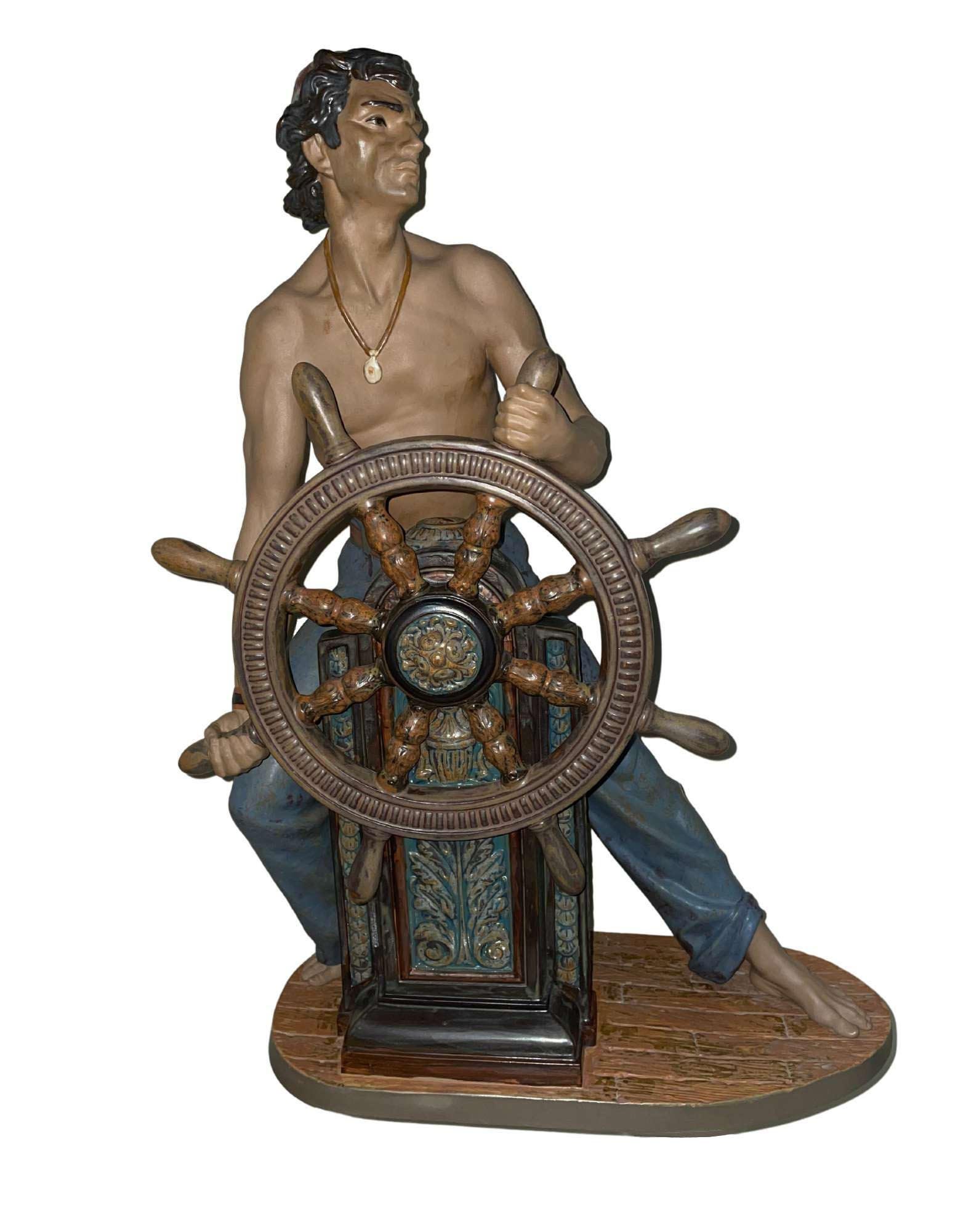 Large LLADRO STORMY SEA Porcelain Figurine 3554 Sailor Ship