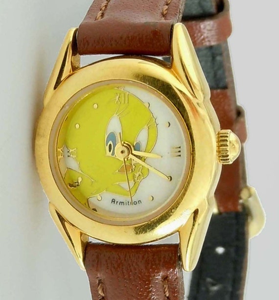 Gold Watch Tweety Bird Looney Tunes Vintage 1990s Vintage Tweety-shaped Watch by Armitron | Looney Tunes  main image 2