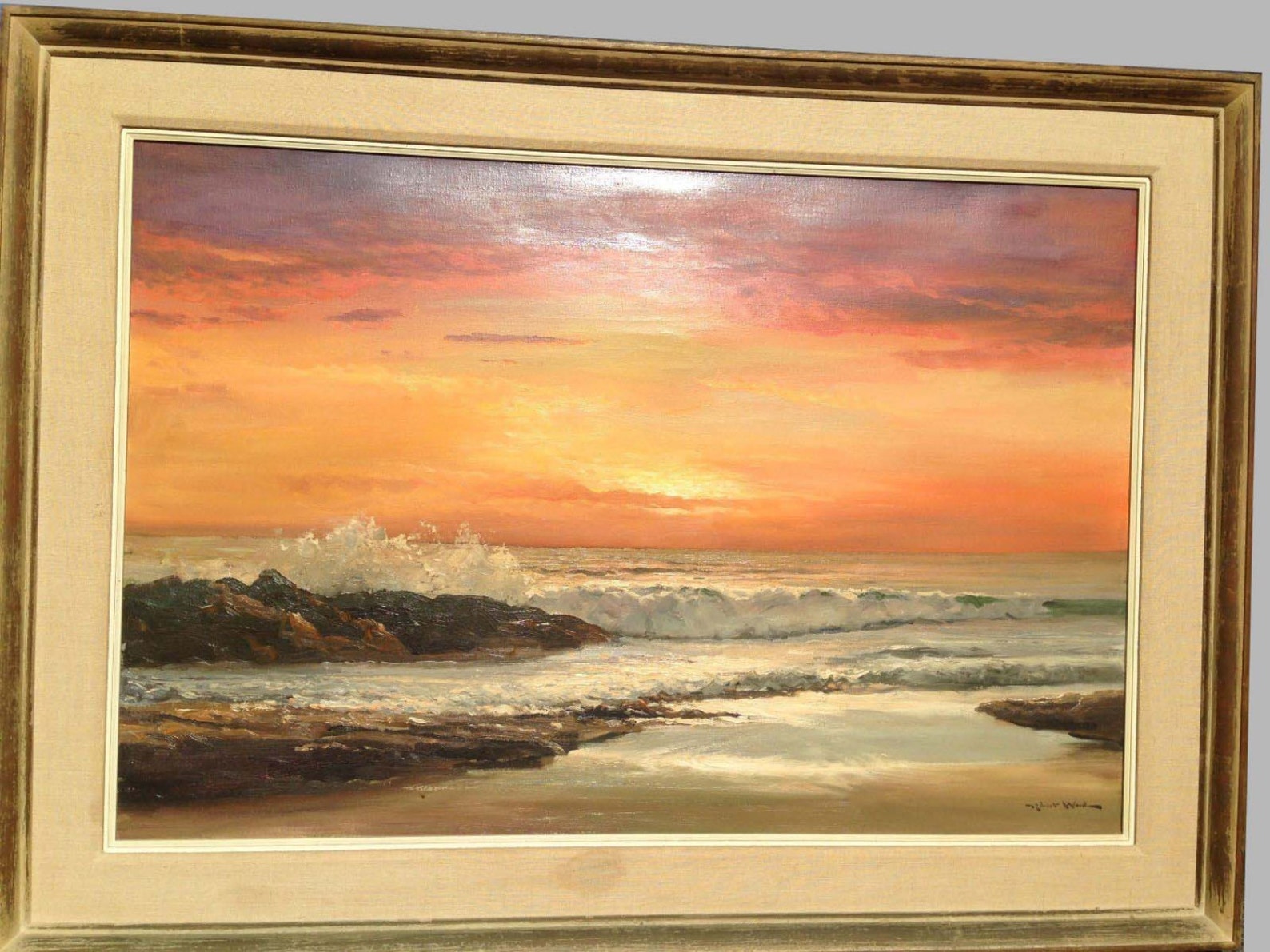 Robert William Wood Oil Painting Golden Evening Seaside Sunset Etsy